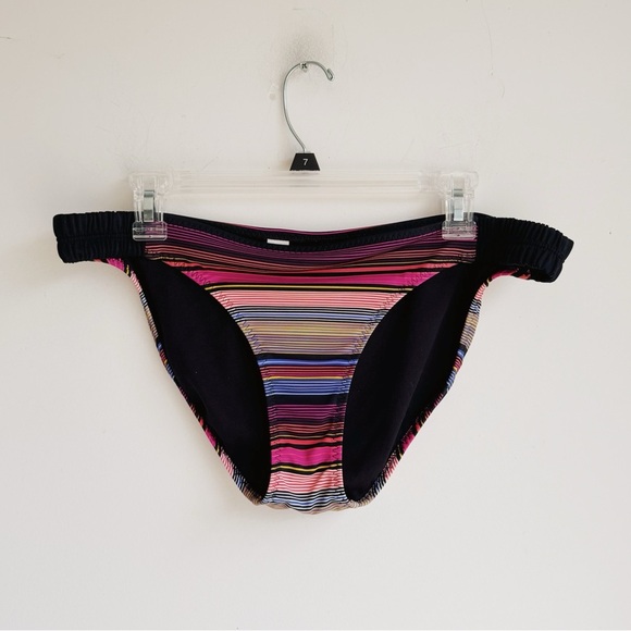 ATHLETA Capri Stripe Side Smocked Swim Bottom Size Large - Picture 2 of 5